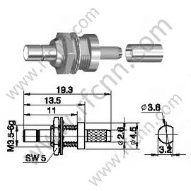 SSMB Женская переборка Mount для RG174 RF разъема