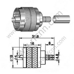 UHF мужской обжим для RG58 RF разъема