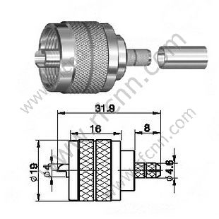 UHF мужской обжим для RG58 RF разъема