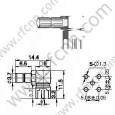 SMB женский прямой угол для разъема PCB RF