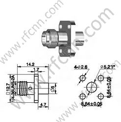 SMA Gener Crimp 4 отверстия Фланцем для RG405 RF разъема