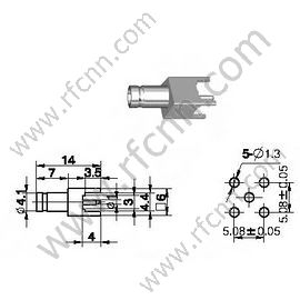 1.0 / 2.3 Женский прямой для разъема RF PCB