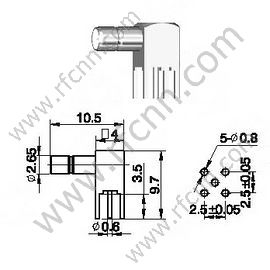 SSMB женский прямой угол для разъема PCB RF