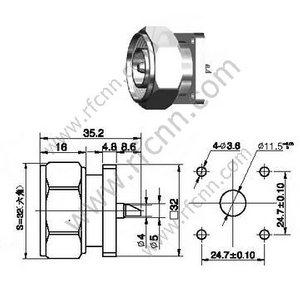 DIN 7/16 мужской фланец монтажный разъем RF