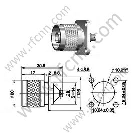 N мужской фланец для полуженного кабеля RG402 RF разъема