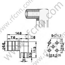 SMB женский прямой угол для разъема PCB RF