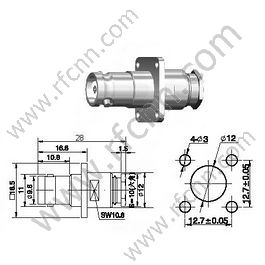 Flange BNC женский зажим для разъема RG174 RF разъема