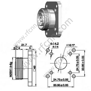 DIN 7/16 Женский Microslip Flange Flange 46mm RF разъем