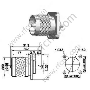 UHF мужской фланец монтажный разъем RF
