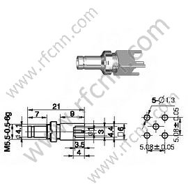 1.0 / 2.3 Женский прямой для разъема RF PCB