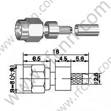 SMC женщина для RG174 RF разъема