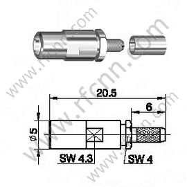 SSMB мужчина для RG174 RF разъема