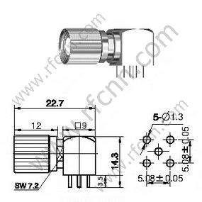 1.6 / 5.6 мужской прямой угол для разъема PCB RF