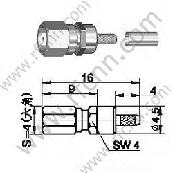 SSMC мужской обжим для RG178 RF разъема